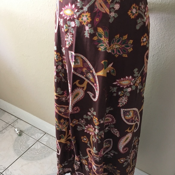 Diane Von Furstenberg Long Paisley Brown Skirt 1X - Picture 4 of 5